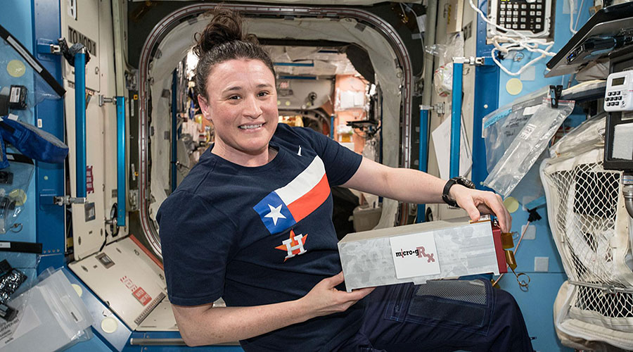 A view of NASA astronaut Serena Aun Chancellor holding the Microg Rx CubeLab. The Culturing of Human Myocytes in Microgravity: An In Vitro Model to Evaluate Therapeutics to Counteract Muscle Wasting (Culturing of Human Myocytes in Microgravity) experiment aims to better understand muscle growth and repair in microgravity. Muscle wasting occurs in people on Earth with cancer, HIV AIDS, heart failure, rheumatoid arthritis, chronic obstructive pulmonary disease, and sarcopenia (age related muscle loss). This investigation may support development of countermeasures and treatments for muscle wasting from these conditions.